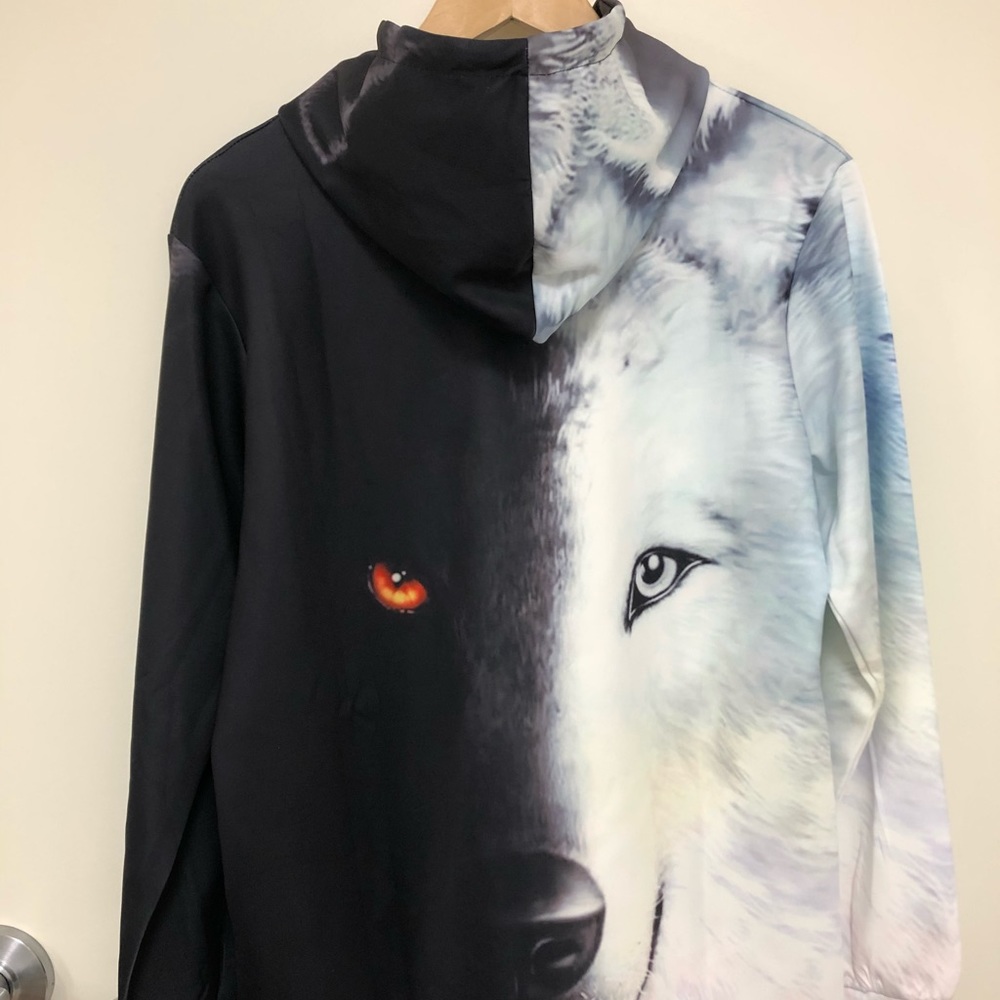 3d Pattern Wolf Print Athletic Pullover Hoodie - image 2